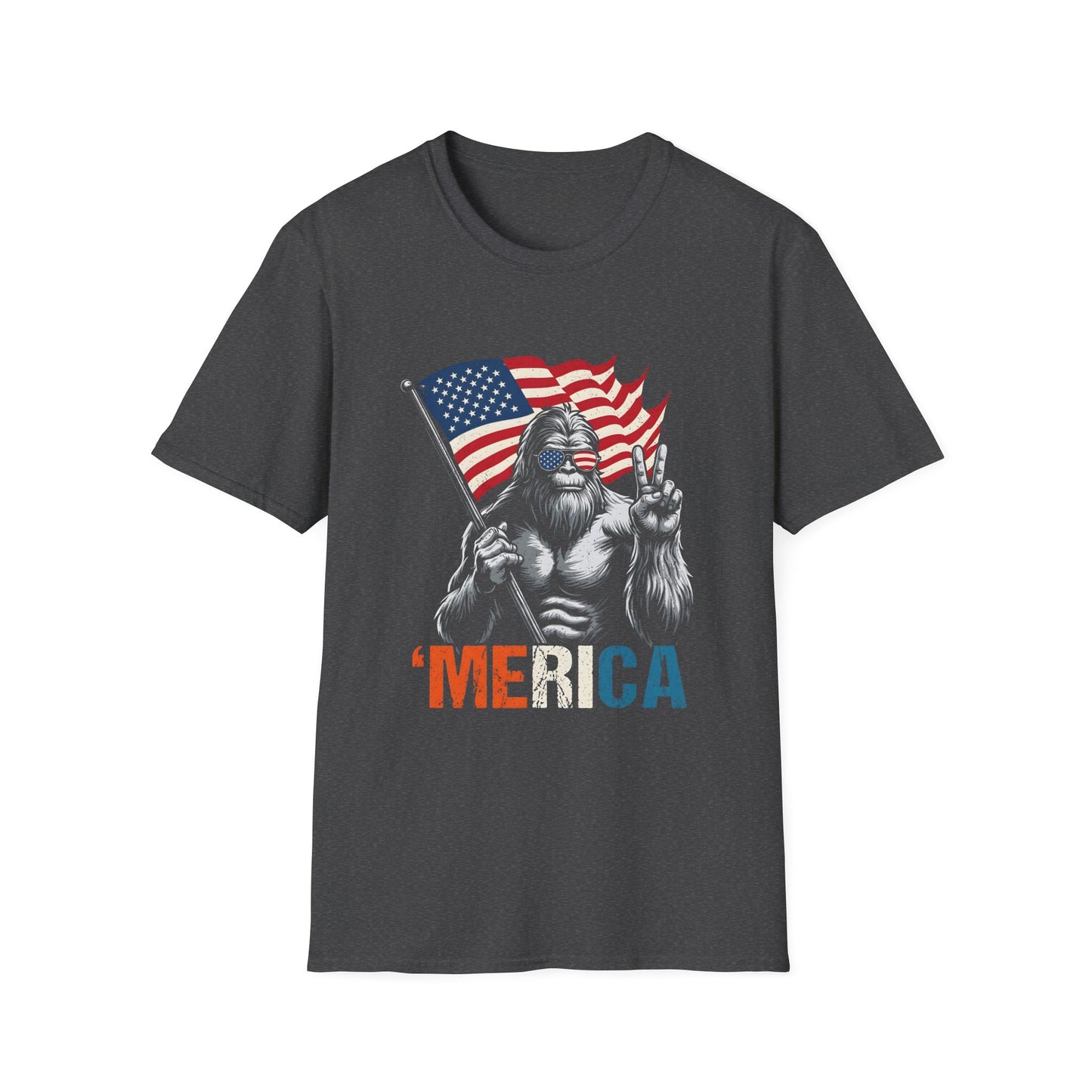 Patriotic Bigfoot T-Shirt — 'MERICA Flag Peace Sign Tee for 4th of July