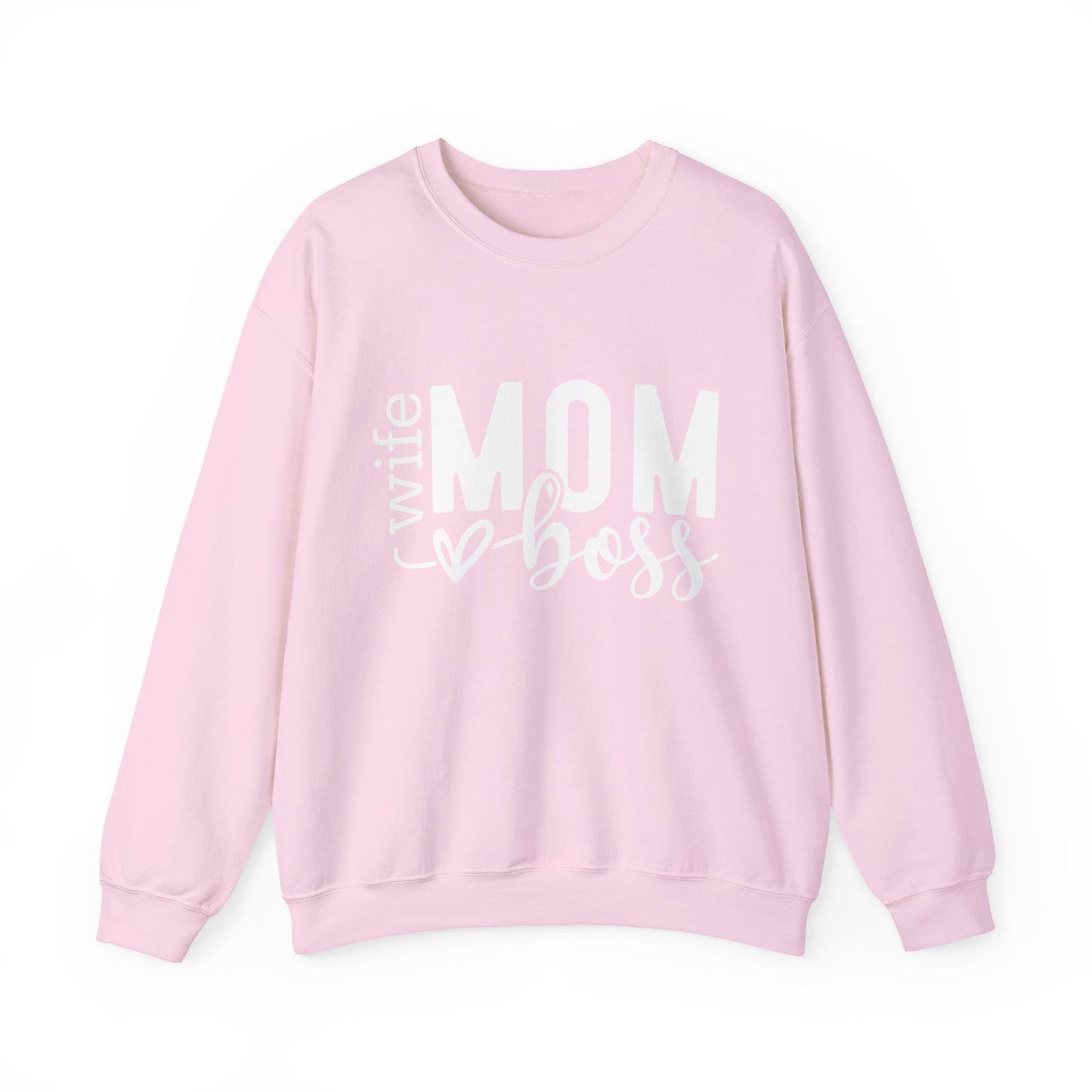 Mom Boss Crewneck Sweatshirt — "Wife Mom Boss" Cozy Graphic Pullover for Moms | Mother's Day Gift