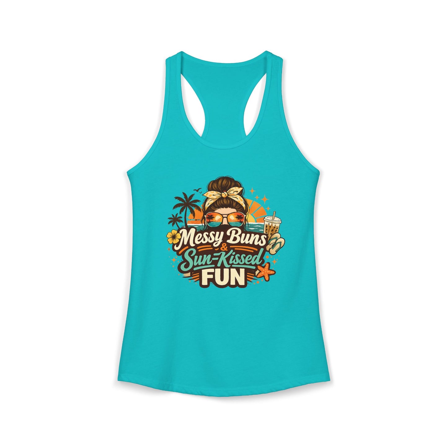 Messy Buns & sun-Kissed fun--Women's Ideal Racerback Tank