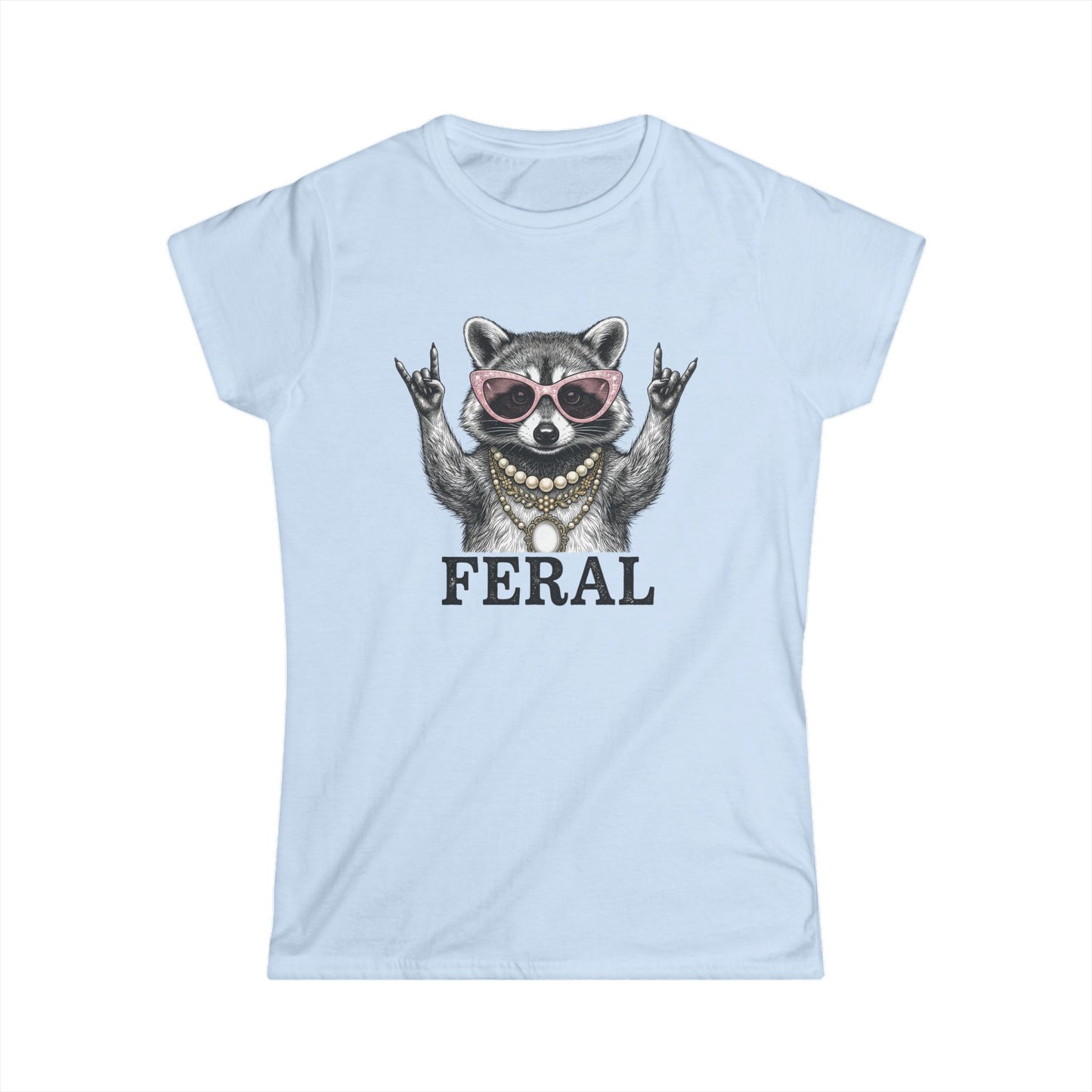 Feral Raccoon Graphic Tee — Women's Cute Punk Animal T-Shirt