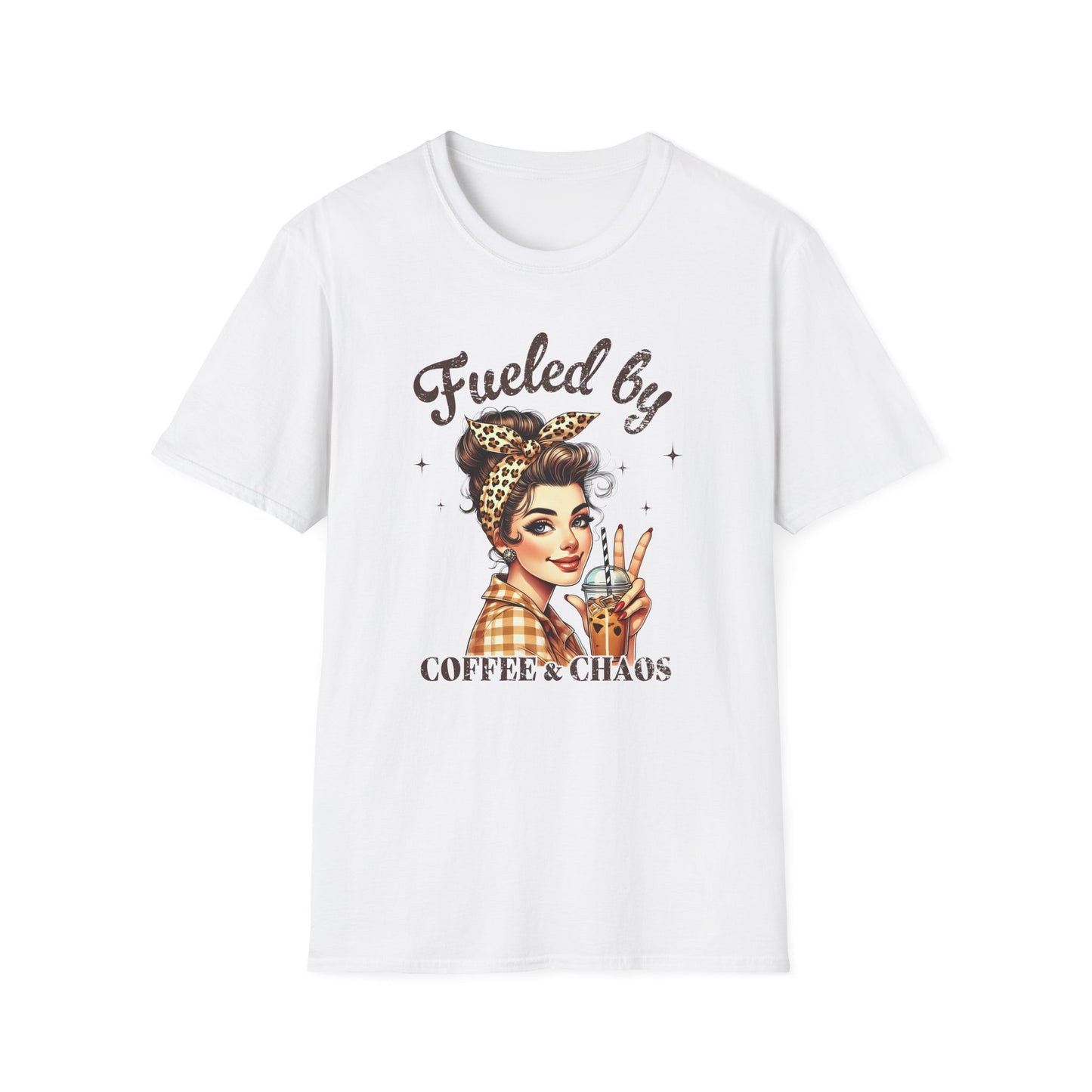 T‑Shirt — Fueled by Coffee & Chaos Retro Pinup Tee