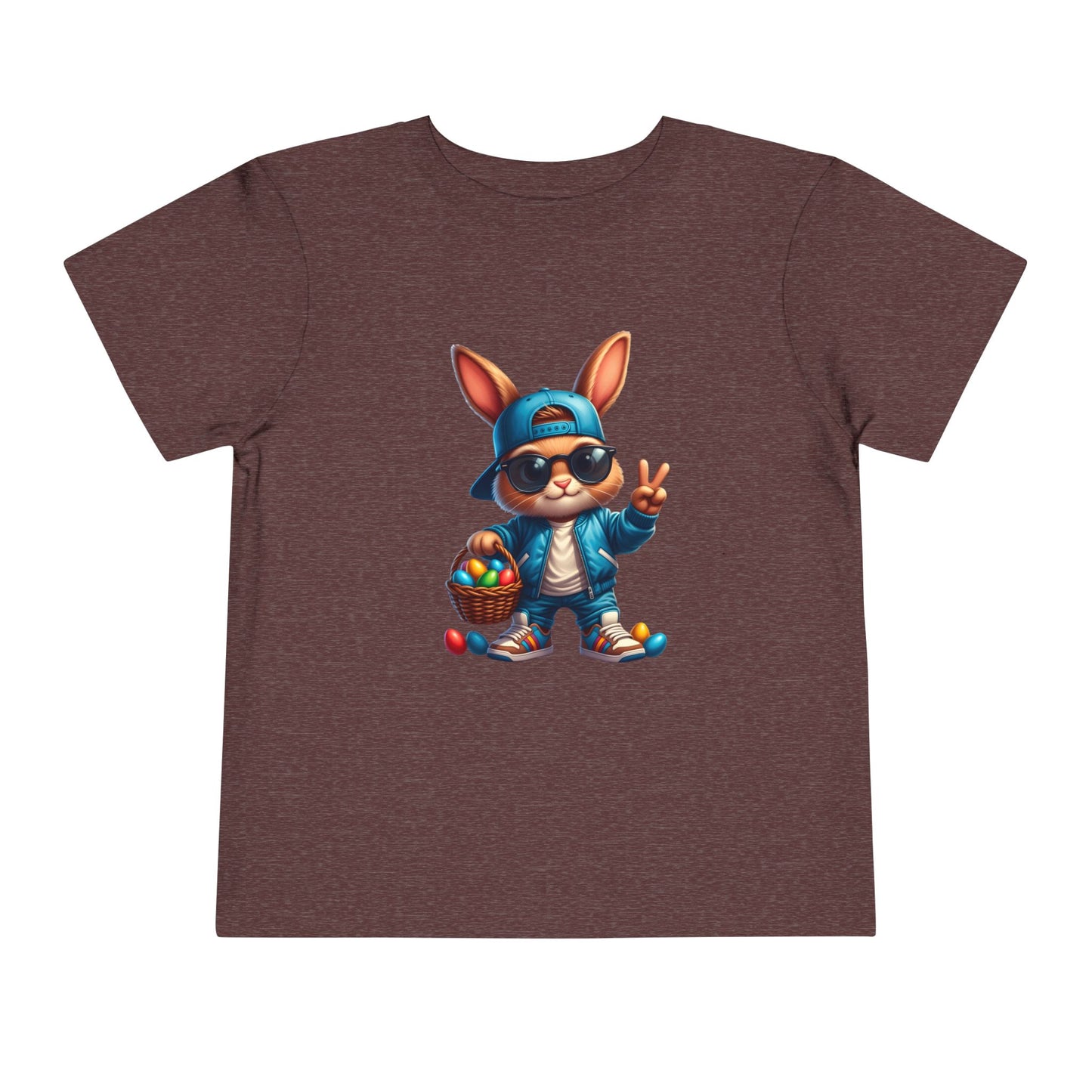 Cool Easter Bunny Toddler Tee — Hip Bunny with Basket Graphic