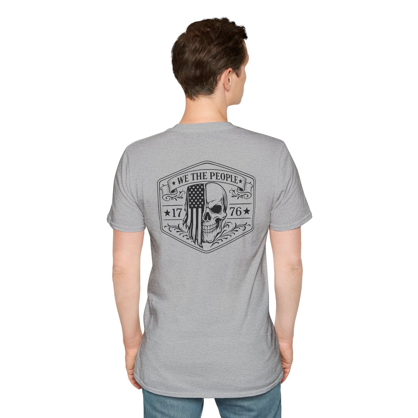 T-Shirt — “We The People” Skull Flag 1776 Patriotic Graphic Tee