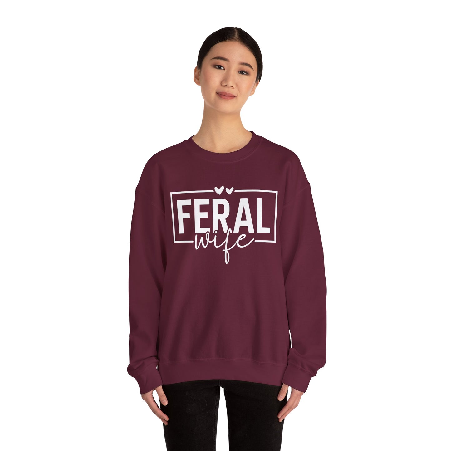 Crewneck Sweatshirt-Feral Wife — Minimal White Classic Crewneck