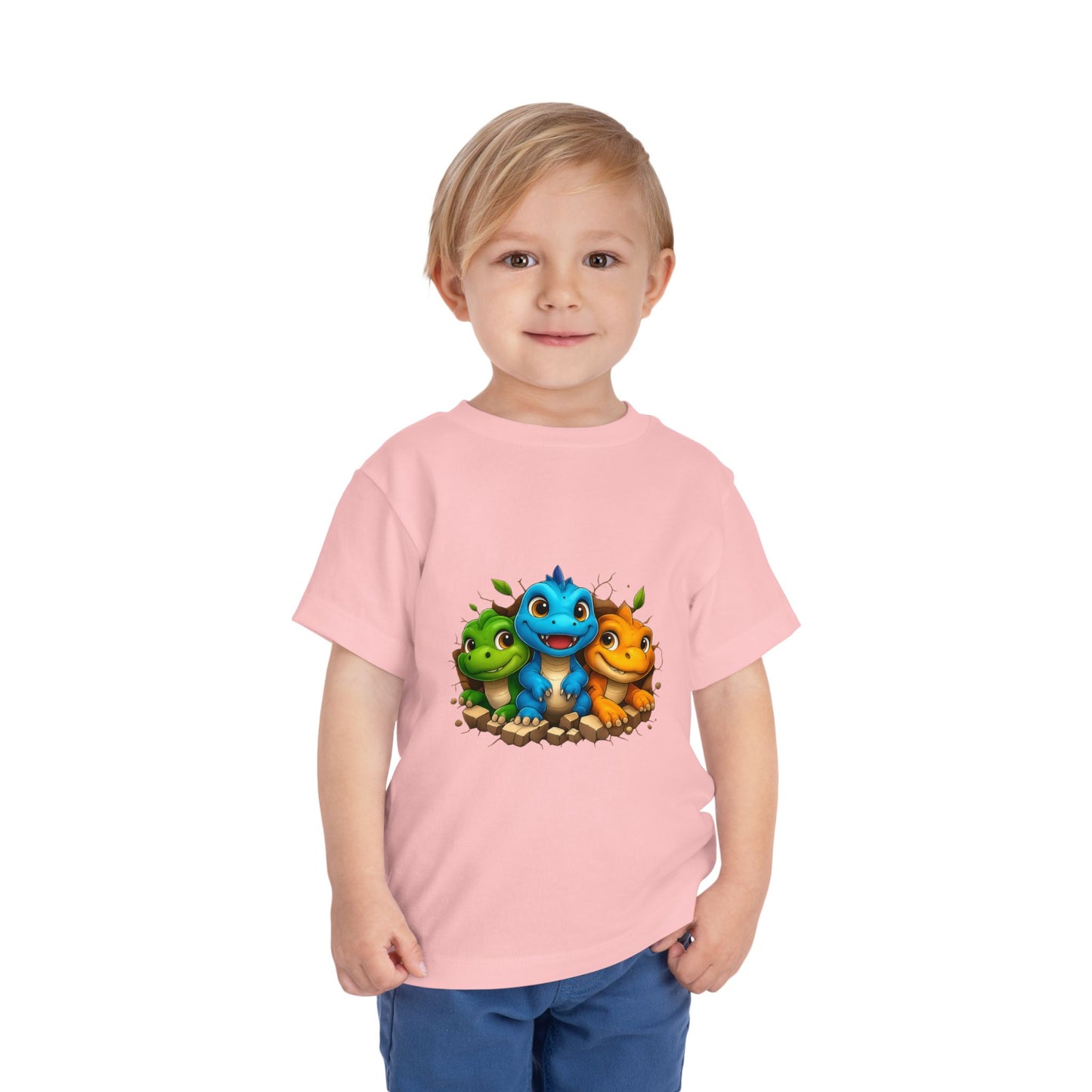 Cute Trio Dino Toddler Tee — Colorful Baby Dinosaur Shirt