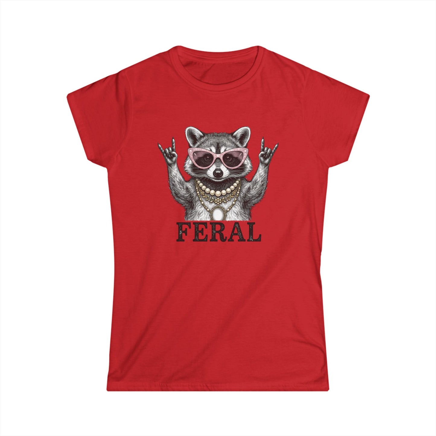 Feral Raccoon Graphic Tee — Women's Cute Punk Animal T-Shirt