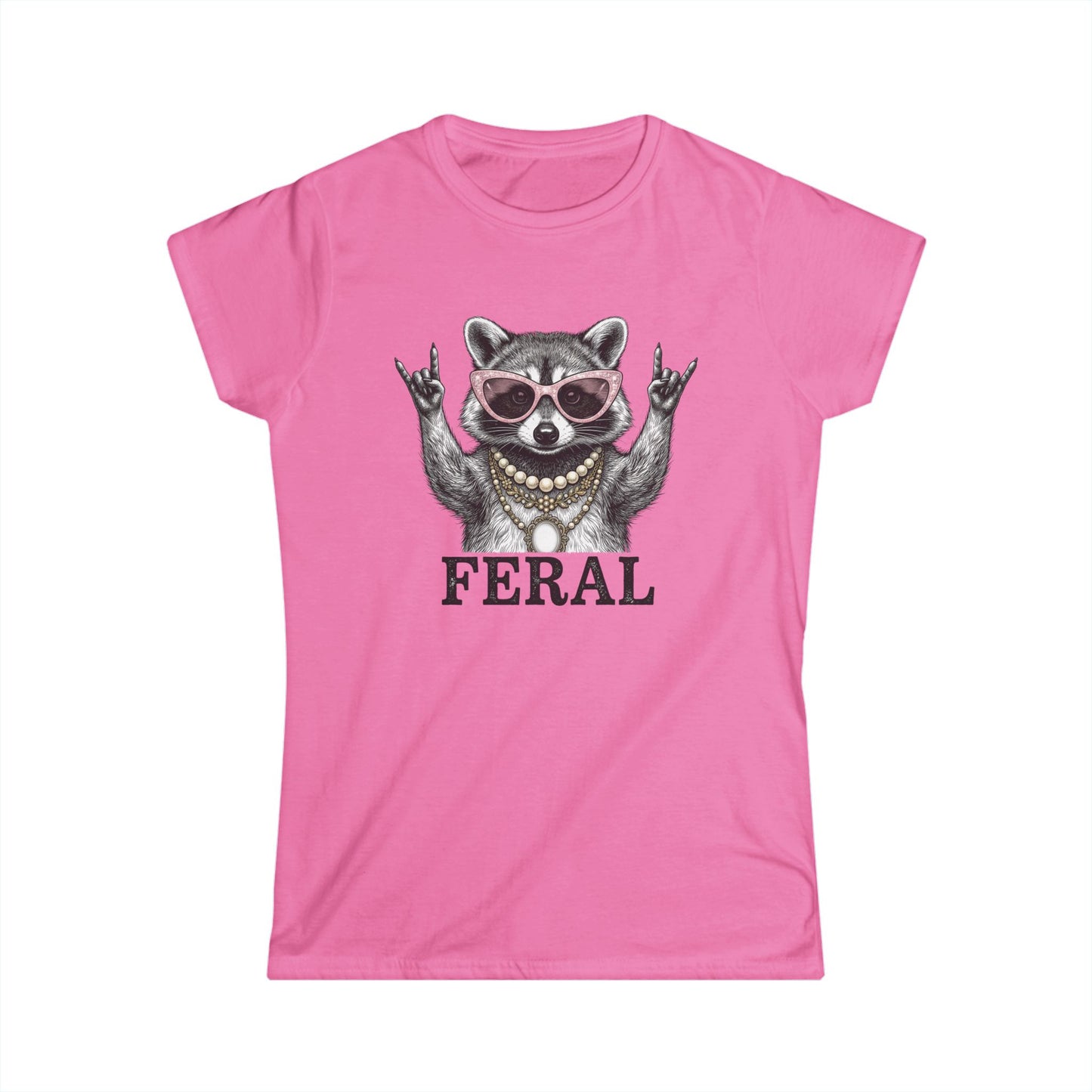 Feral Raccoon Graphic Tee — Women's Cute Punk Animal T-Shirt