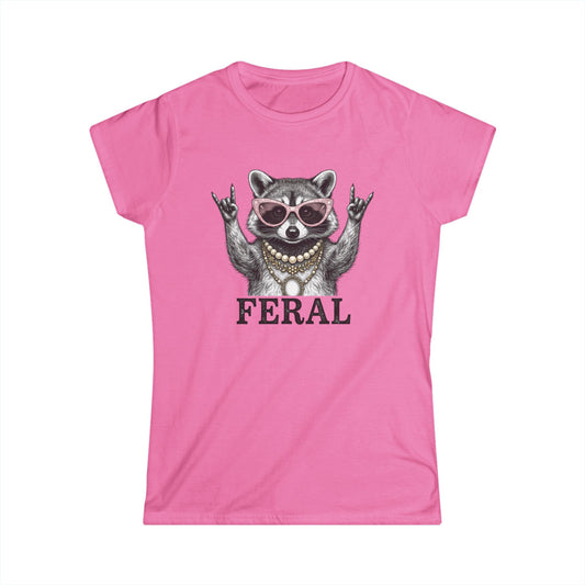 Feral Raccoon Graphic Tee — Women's Cute Punk Animal T-Shirt