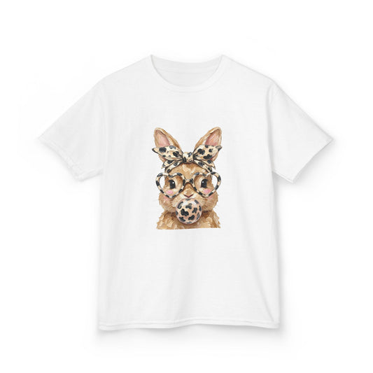 Kids Leopard Bunny Tee — Cute Animal Face Graphic Shirt
