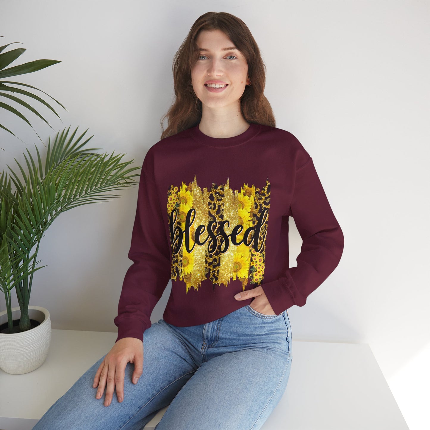 Blessed Leopard Sunflower Crewneck Sweatshirt
