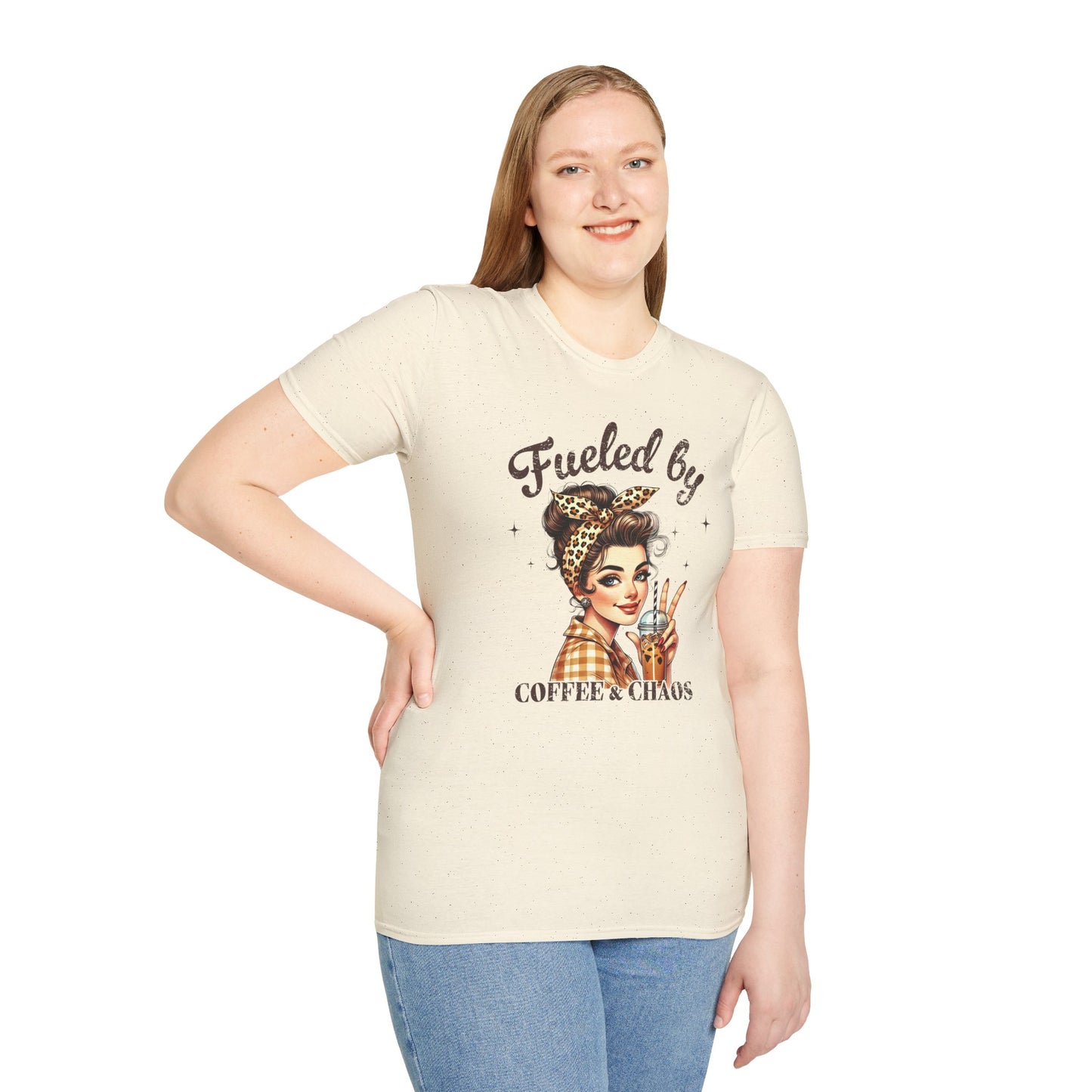 T‑Shirt — Fueled by Coffee & Chaos Retro Pinup Tee
