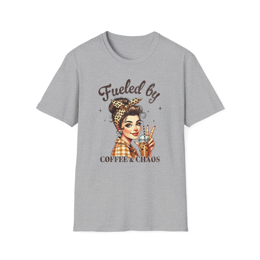 T‑Shirt — Fueled by Coffee & Chaos Retro Pinup Tee