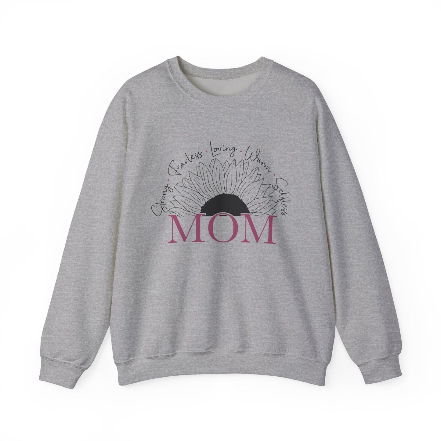 Mom Sunflower Crewneck Sweatshirt — 'Mom' Floral Graphic Gift for Mothers, Mother's Day Cozy Pullover