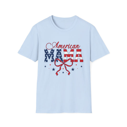 American Mama T-Shirt – Patriotic USA Flag Design for Moms (Fourth of July)