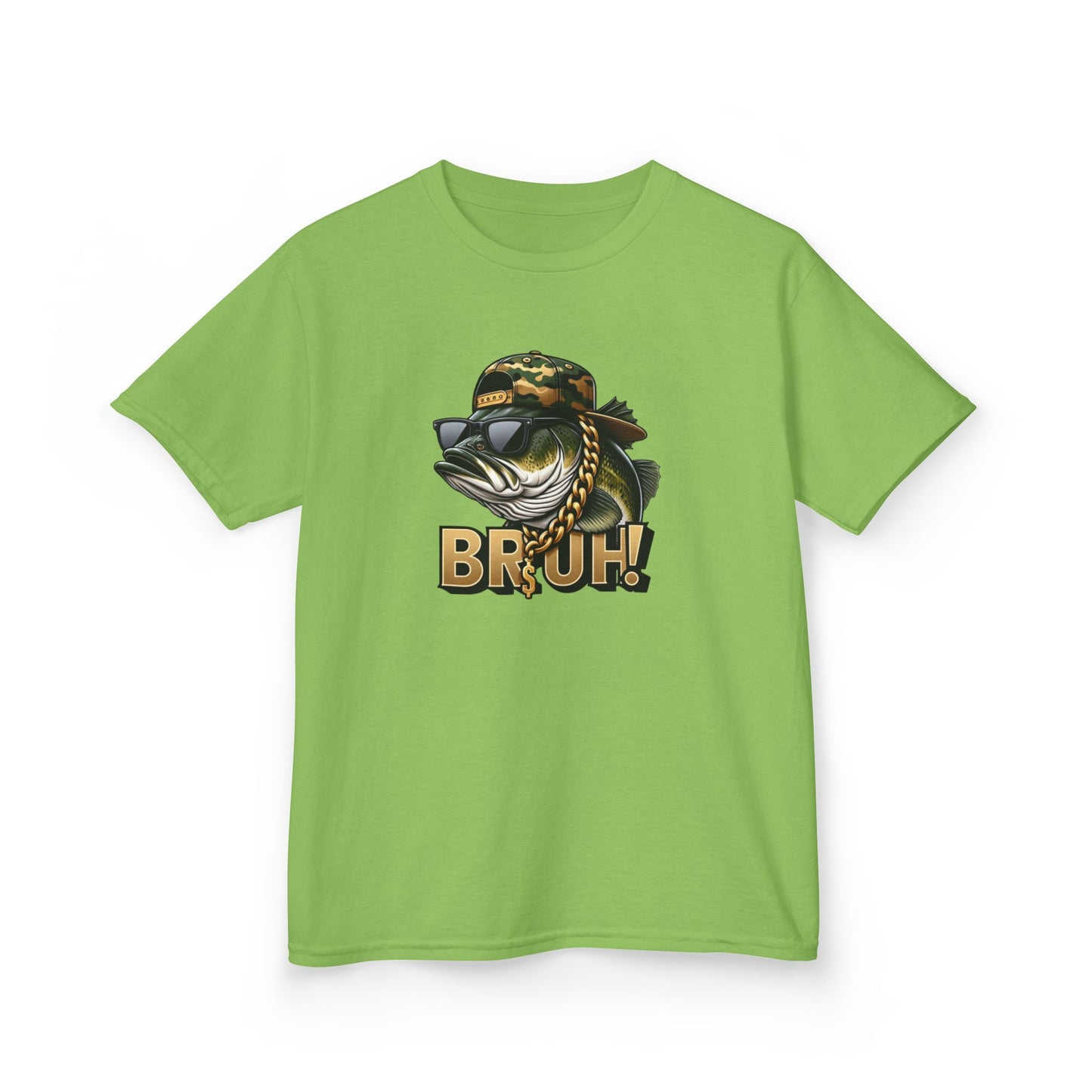 Kids Tee — Camouflage Sunglasses Fish "BRUH!" Graphic