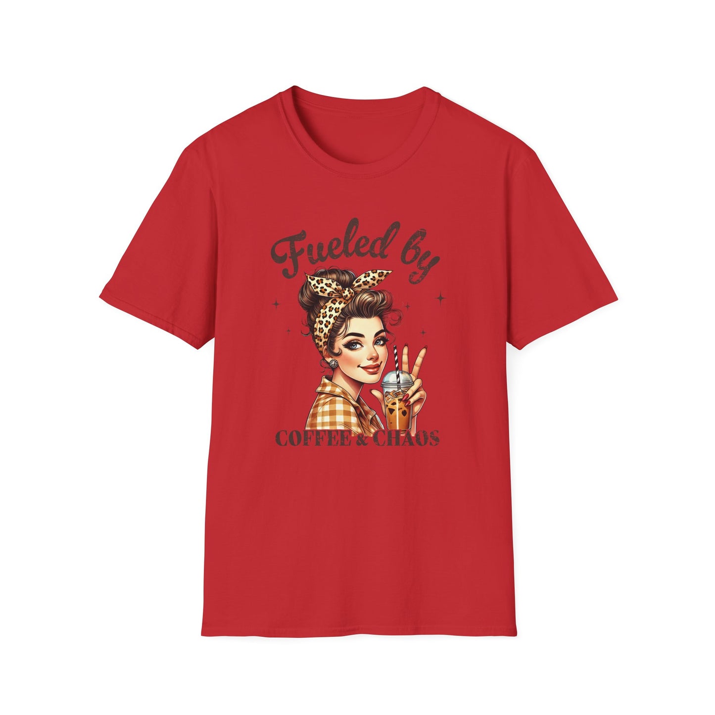 T‑Shirt — Fueled by Coffee & Chaos Retro Pinup Tee
