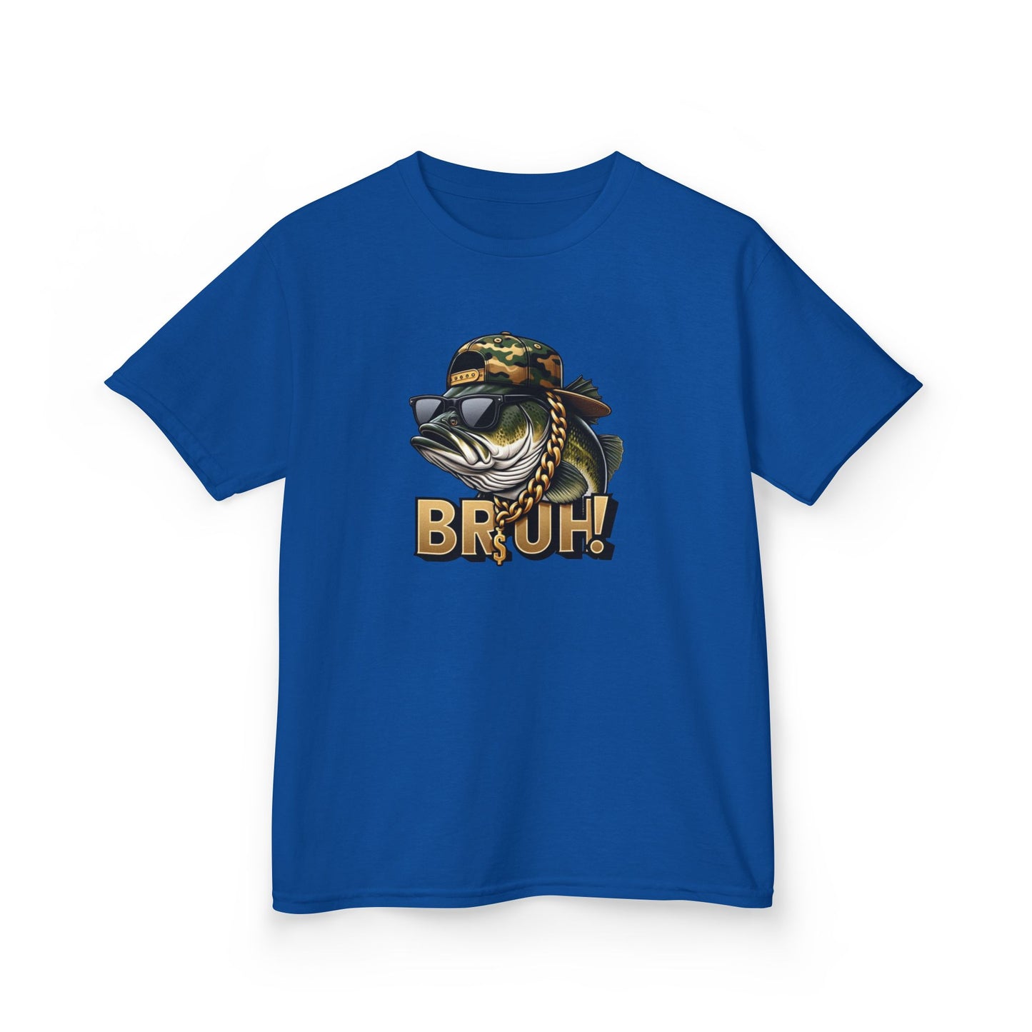 Kids Tee — Camouflage Sunglasses Fish "BRUH!" Graphic