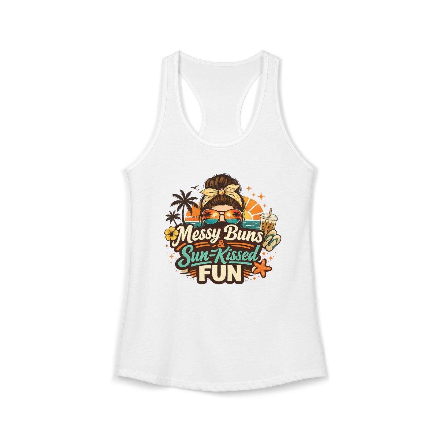 Messy Buns & sun-Kissed fun--Women's Ideal Racerback Tank