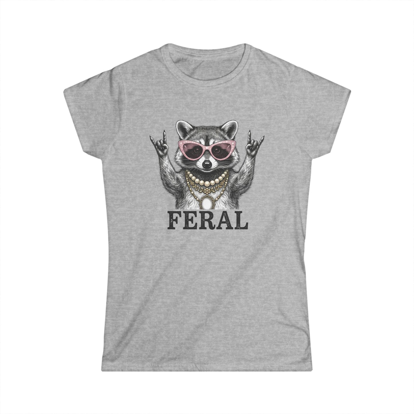 Feral Raccoon Graphic Tee — Women's Cute Punk Animal T-Shirt