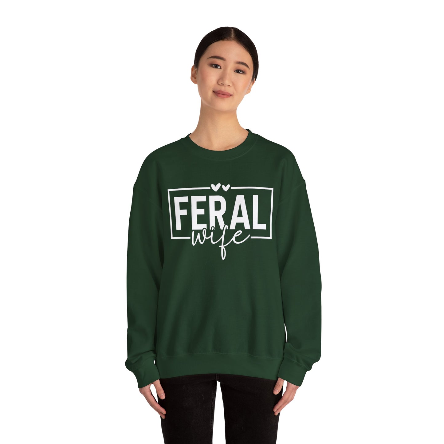 Crewneck Sweatshirt-Feral Wife — Minimal White Classic Crewneck