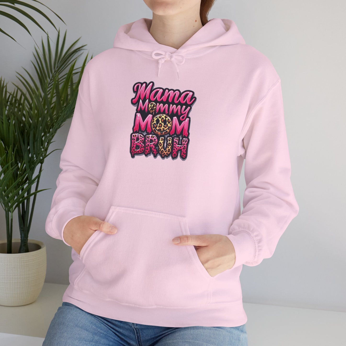 Mama Mommy Mom Bruh Hoodie — Funny Pink Mom Graphic Pullover