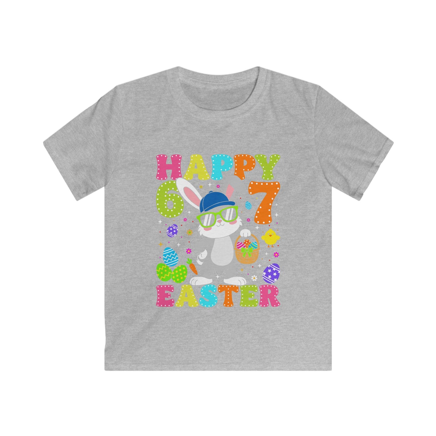 Kids Tee — Happy 6 & 7 Easter Bunny Graphic Shirt