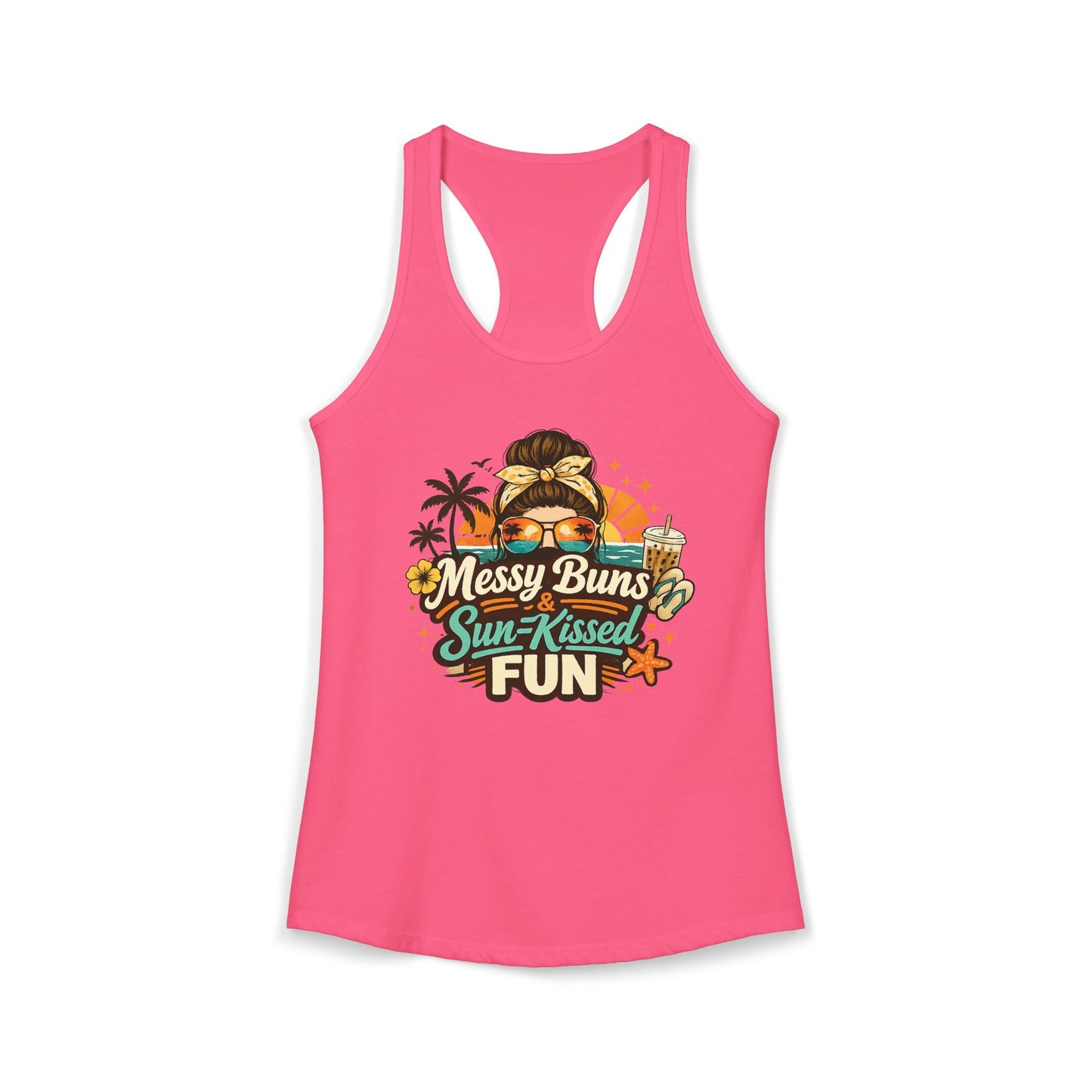 Messy Buns & sun-Kissed fun--Women's Ideal Racerback Tank