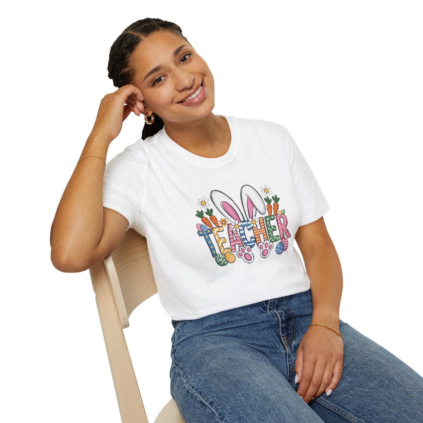 Teacher Easter Bunny T-Shirt — Cute Spring Teacher Shirt with Bunny Ears & Carrots