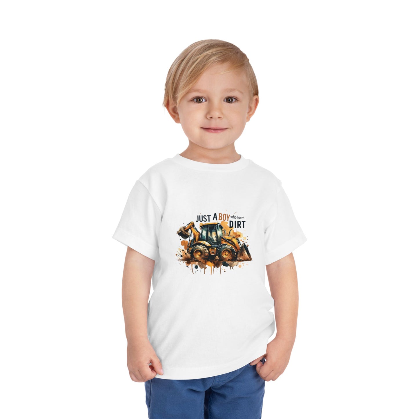 Toddler Bulldozer Tee — "Just a Boy Who Loves Dirt" Construction Shirt
