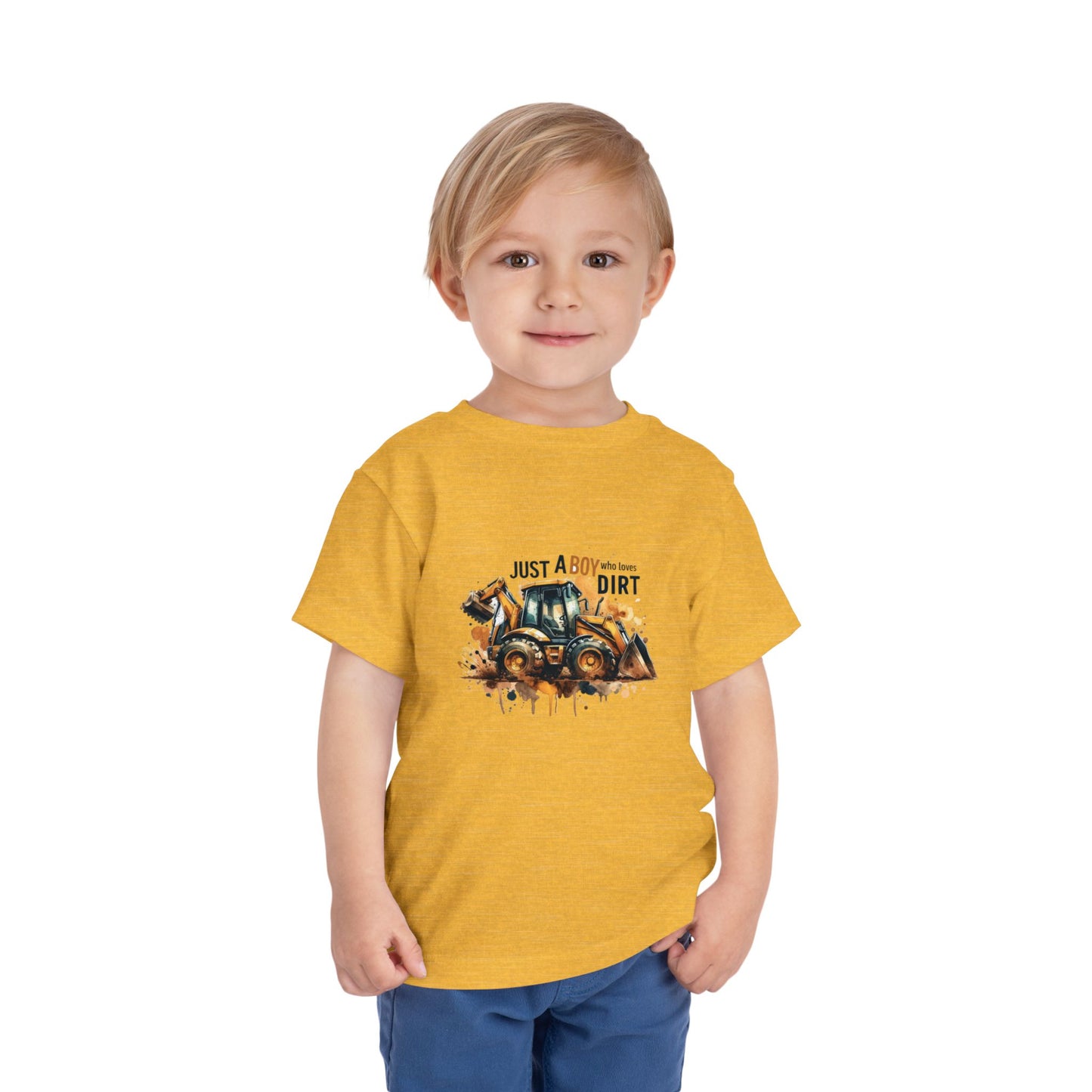 Toddler Bulldozer Tee — "Just a Boy Who Loves Dirt" Construction Shirt