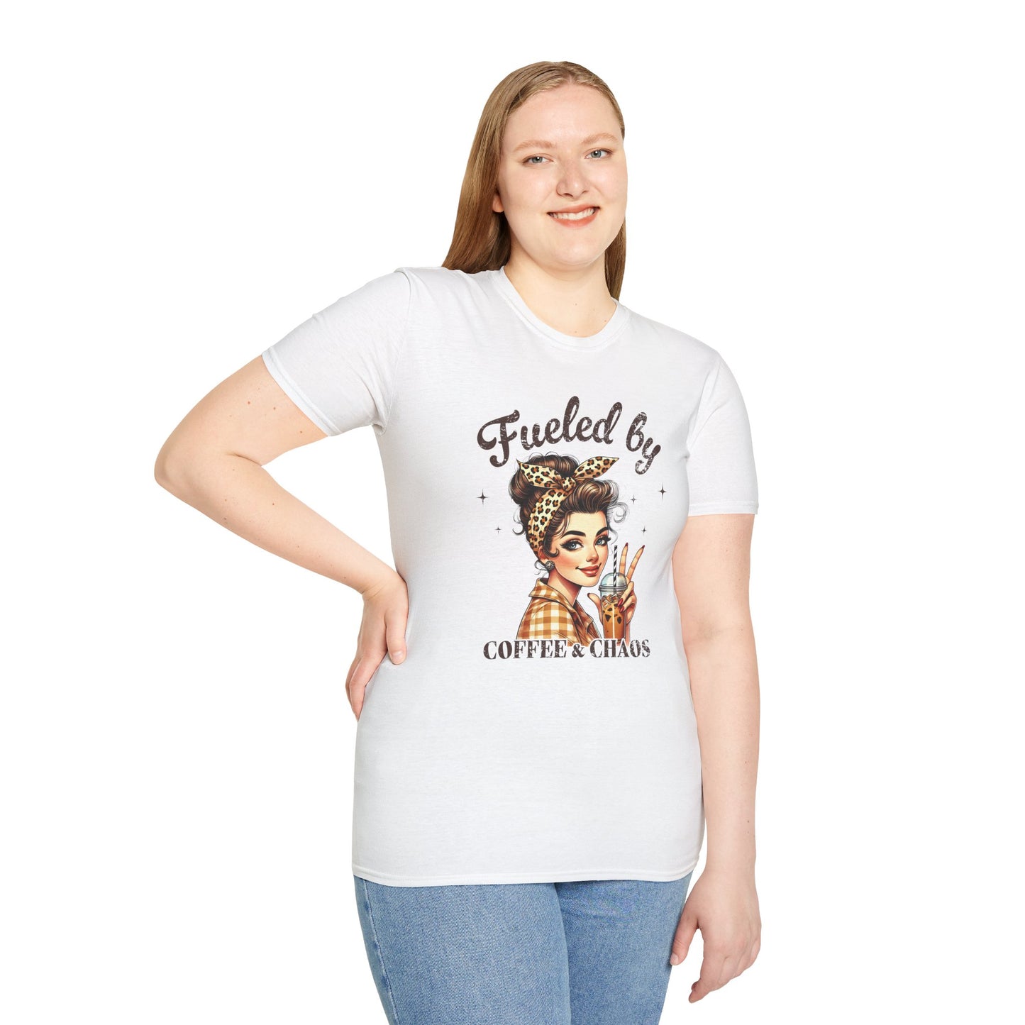 T‑Shirt — Fueled by Coffee & Chaos Retro Pinup Tee