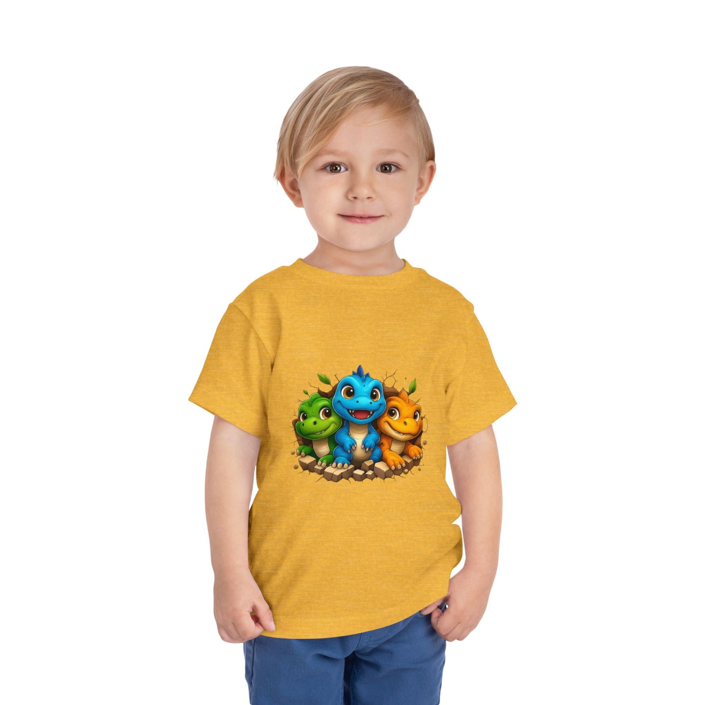 Cute Trio Dino Toddler Tee — Colorful Baby Dinosaur Shirt