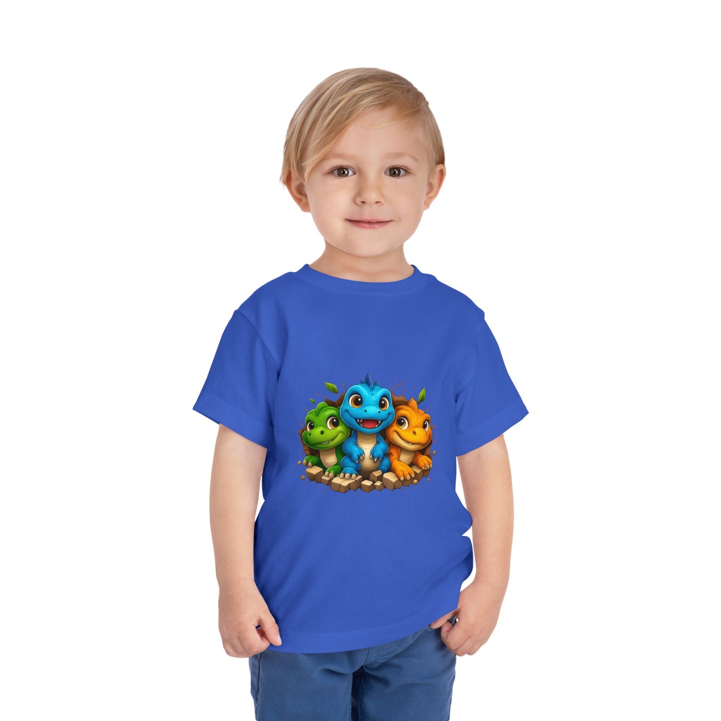 Cute Trio Dino Toddler Tee — Colorful Baby Dinosaur Shirt