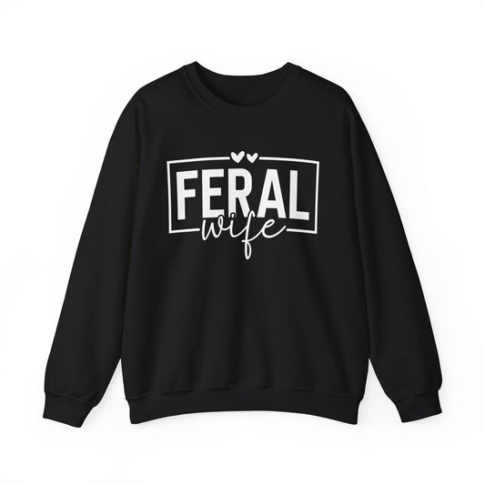 Crewneck Sweatshirt-Feral Wife — Minimal White Classic Crewneck