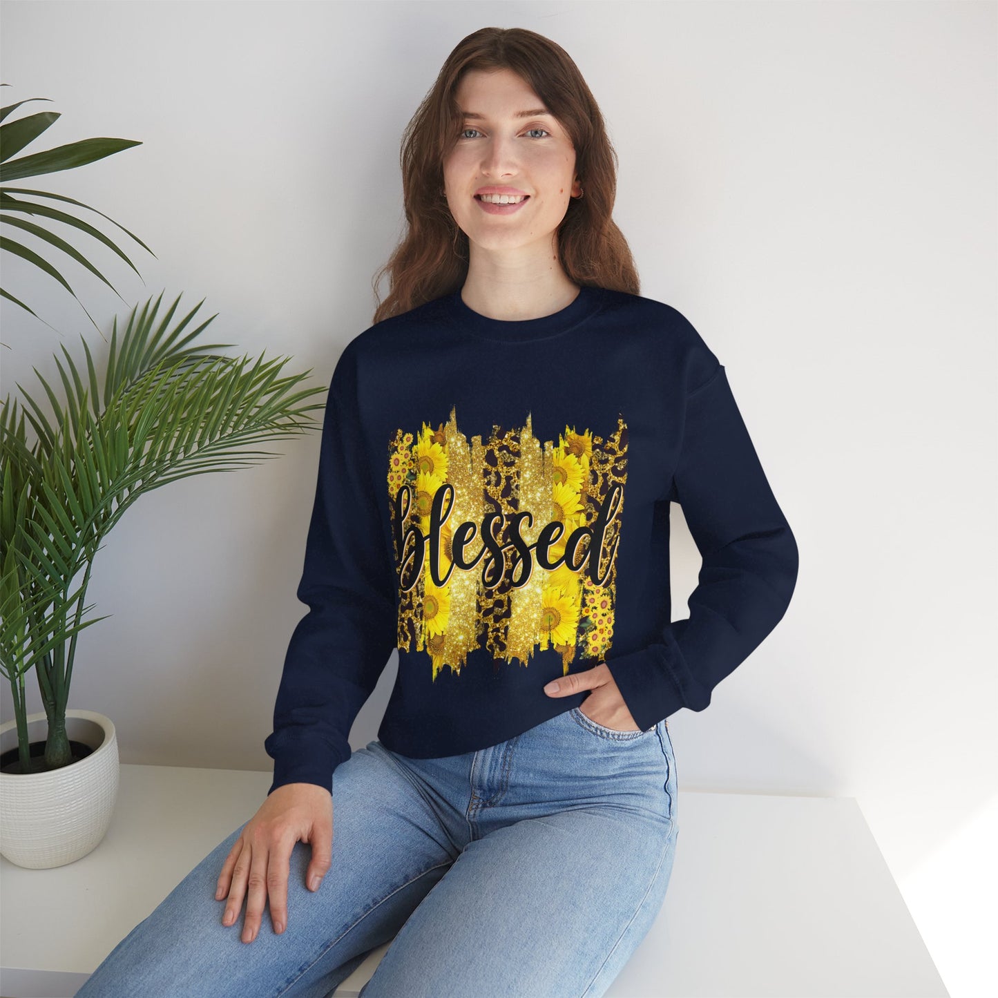 Blessed Leopard Sunflower Crewneck Sweatshirt