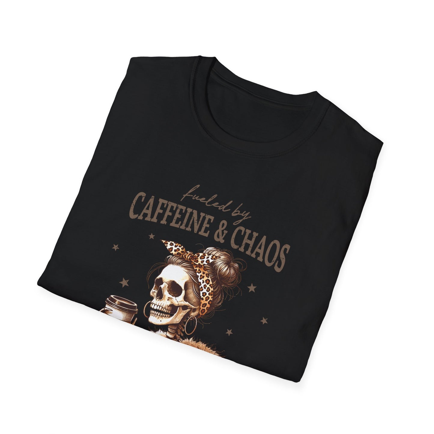 Caffeine & Chaos Skeleton T-Shirt — Funny Coffee Lover Tee