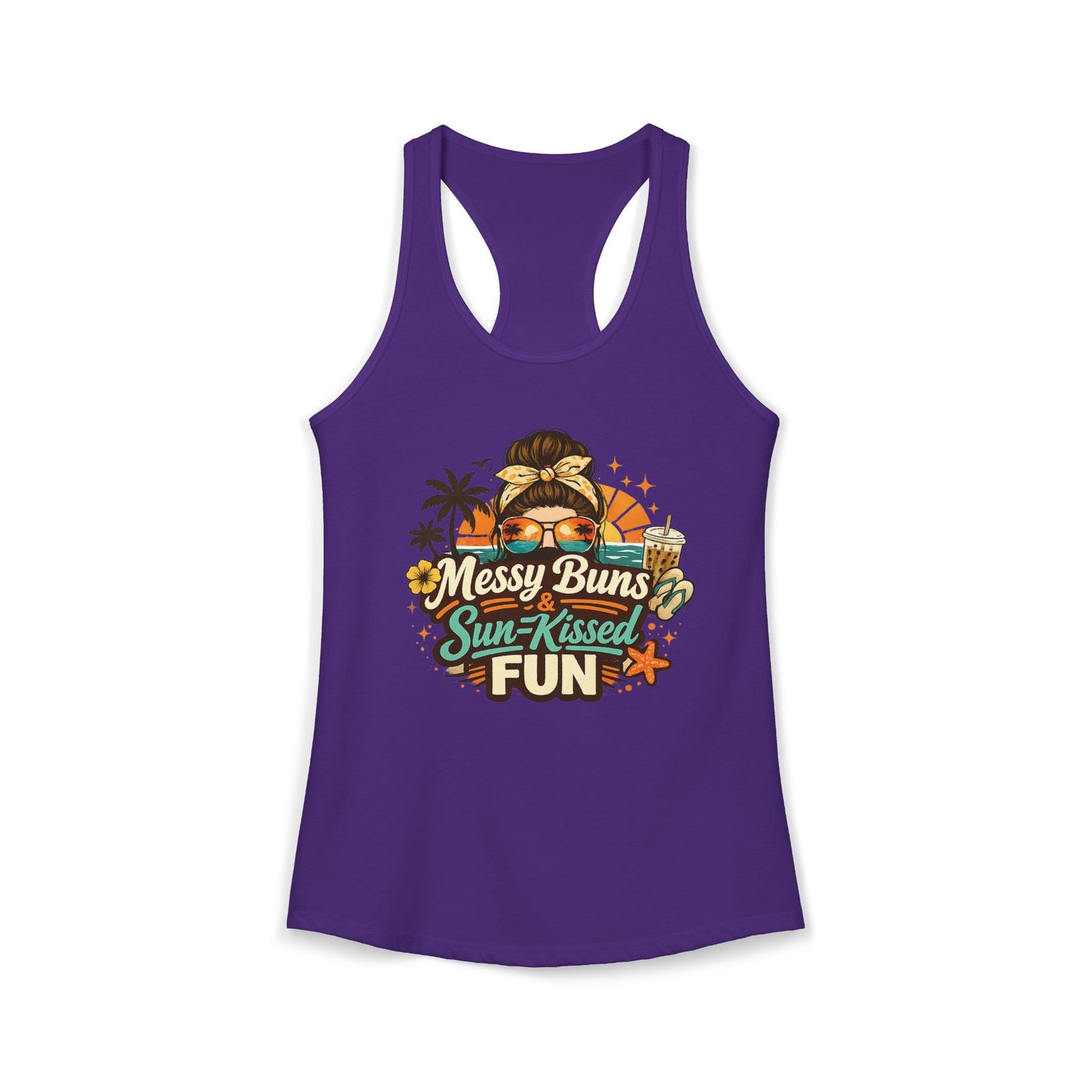 Messy Buns & sun-Kissed fun--Women's Ideal Racerback Tank