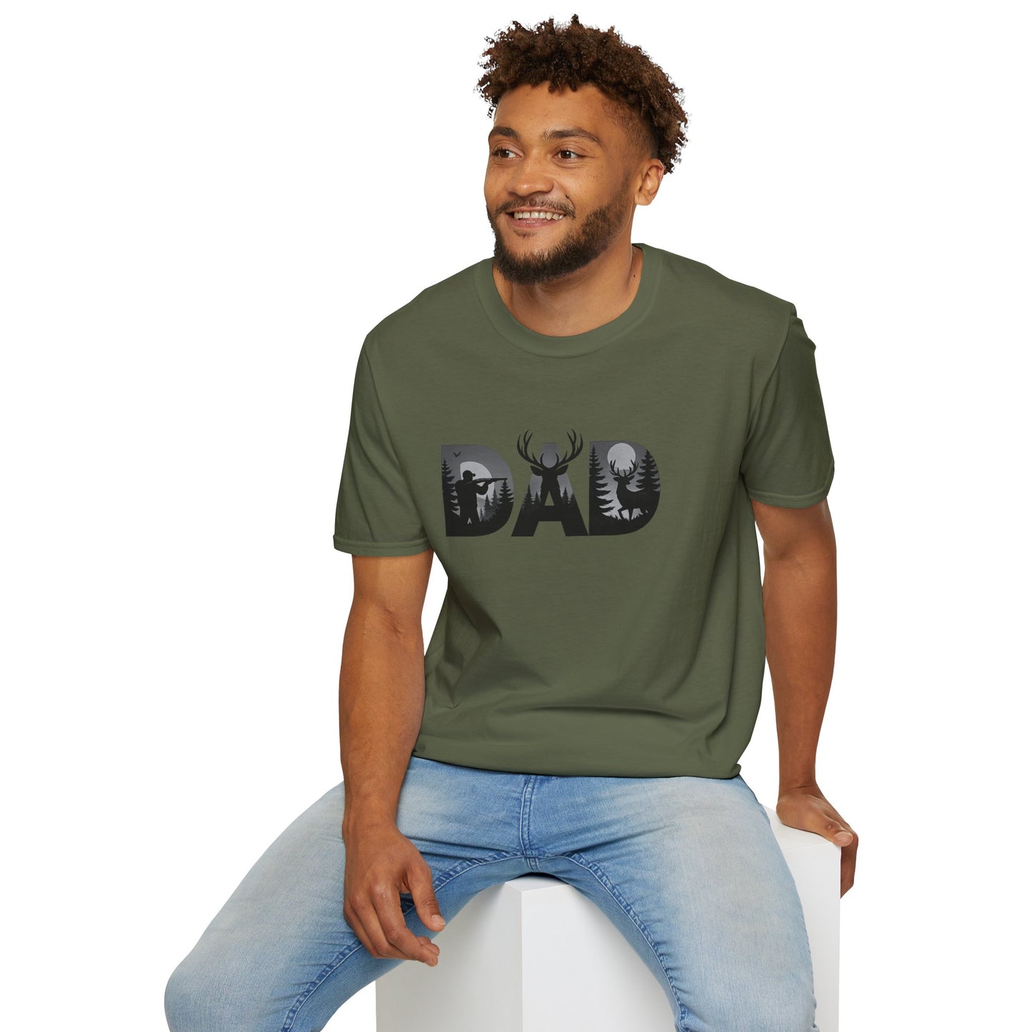 Dad Wildlife Silhouette T-Shirt — Deer Antler Outdoors Father’s Day Tee