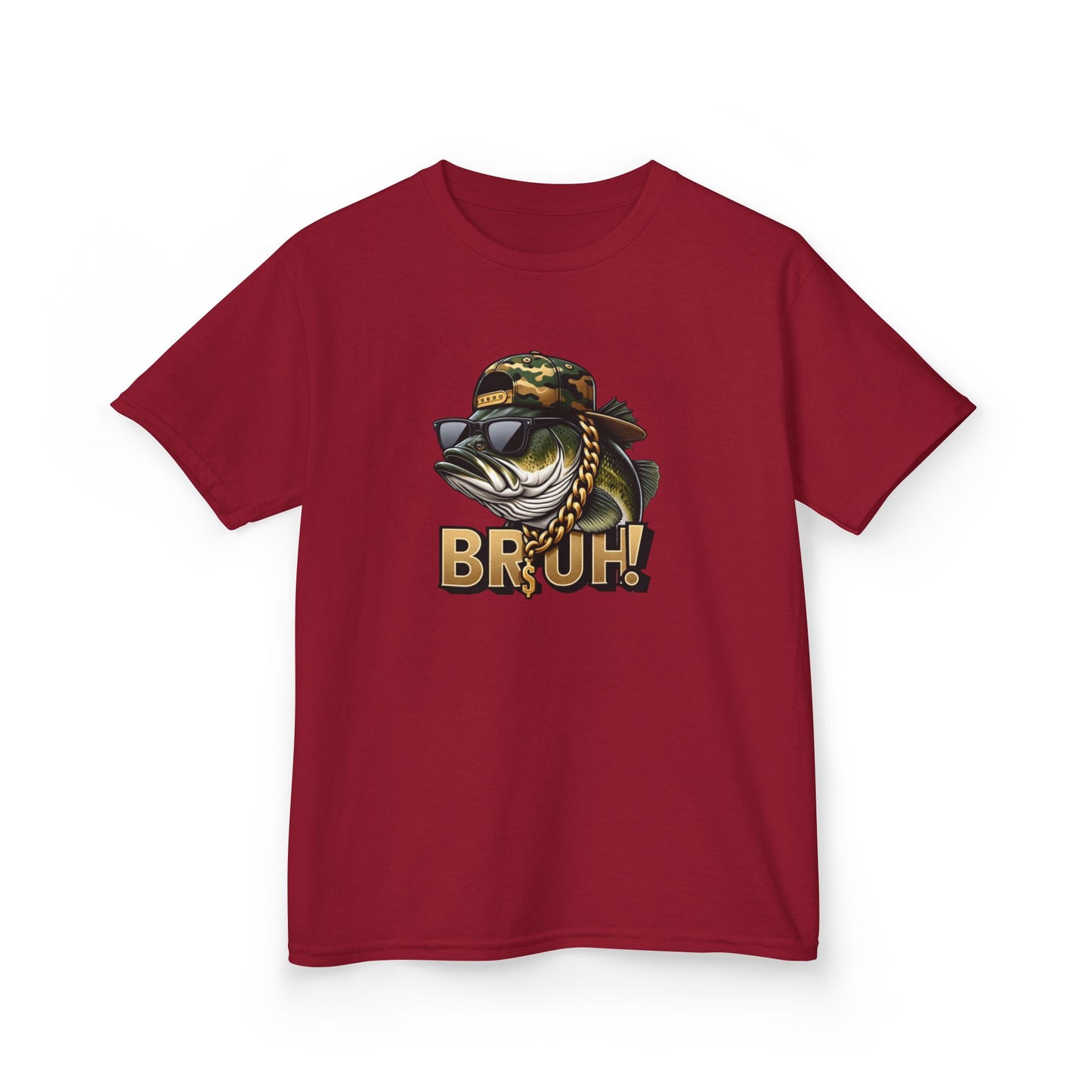 Kids Tee — Camouflage Sunglasses Fish "BRUH!" Graphic