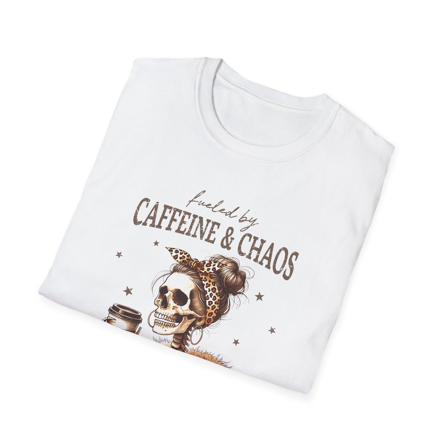 Caffeine & Chaos Skeleton T-Shirt — Funny Coffee Lover Tee