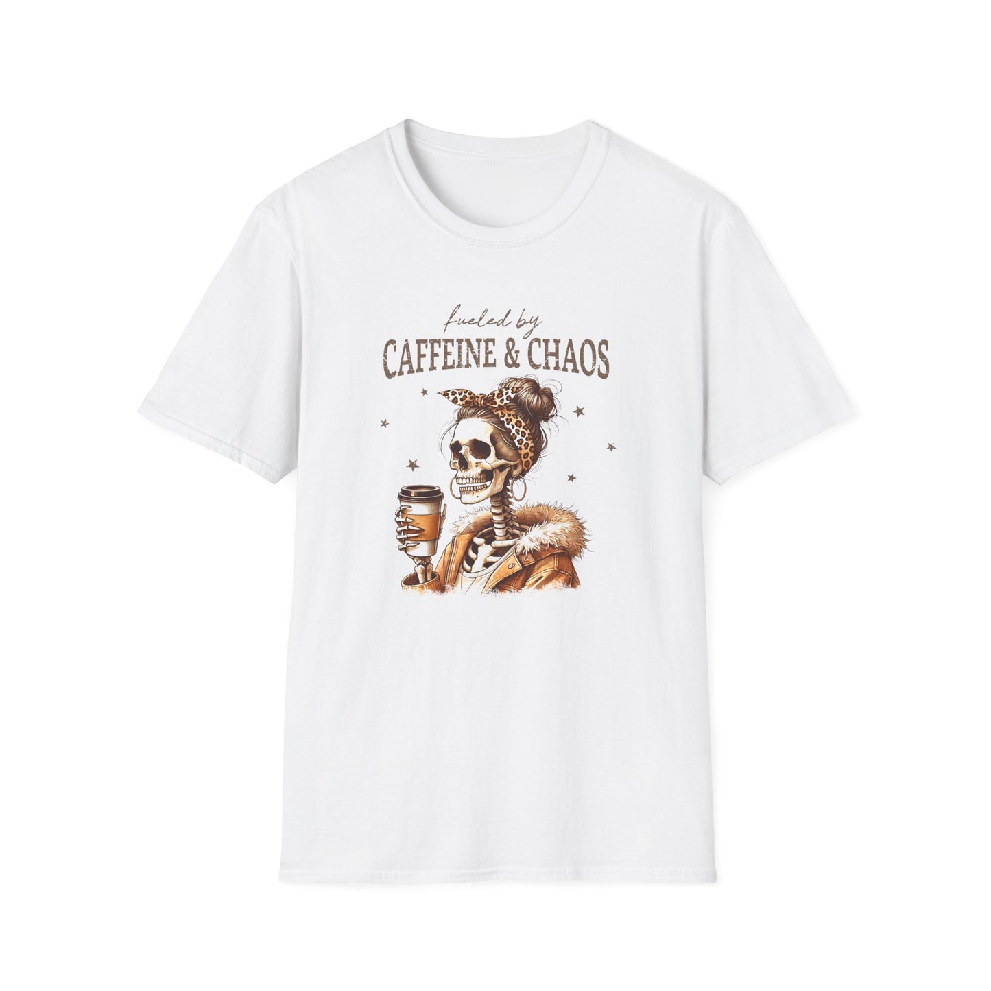 Caffeine & Chaos Skeleton T-Shirt — Funny Coffee Lover Tee