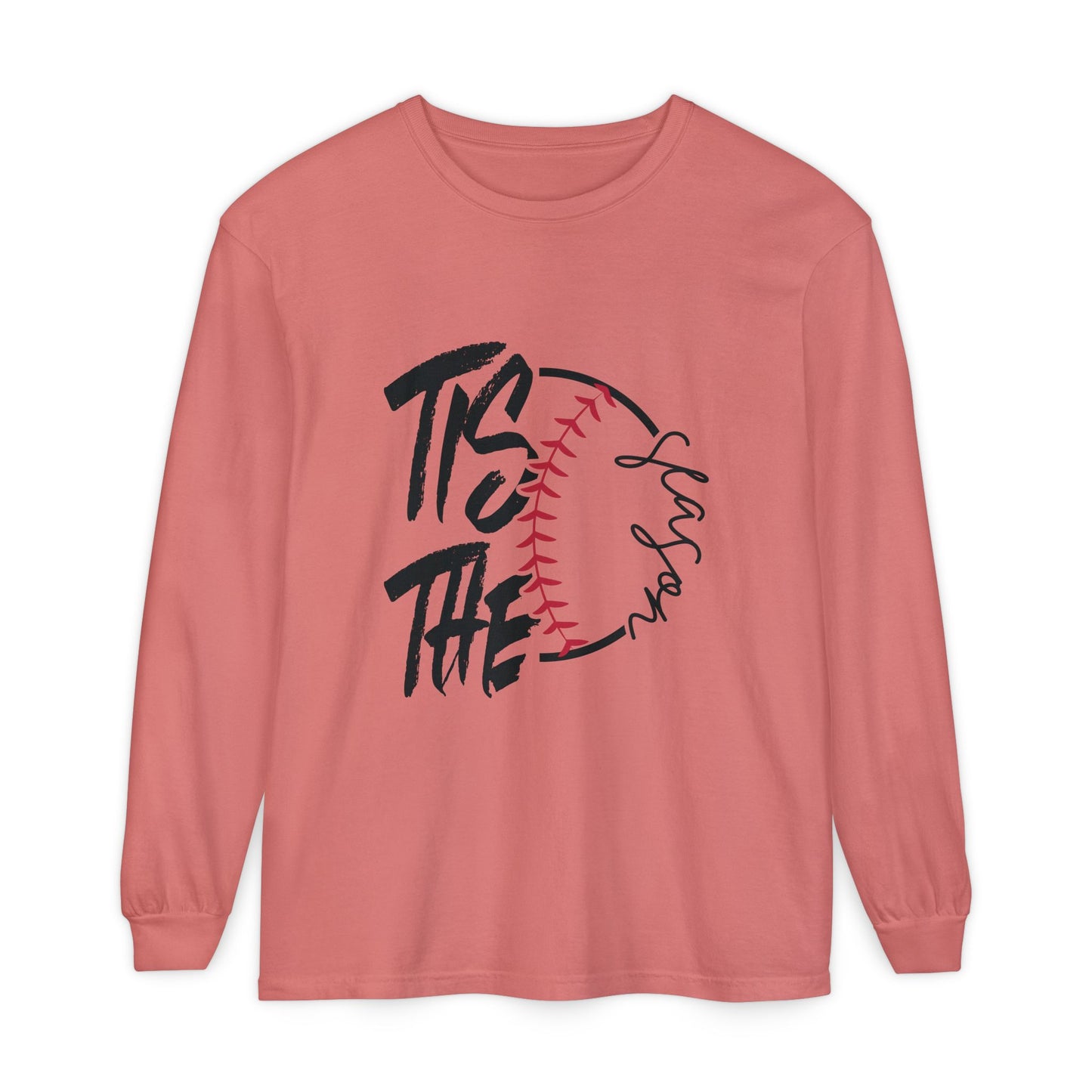 Baseball Mom Long Sleeve T-Shirt – 'Tis The Season' Baseball Graphic