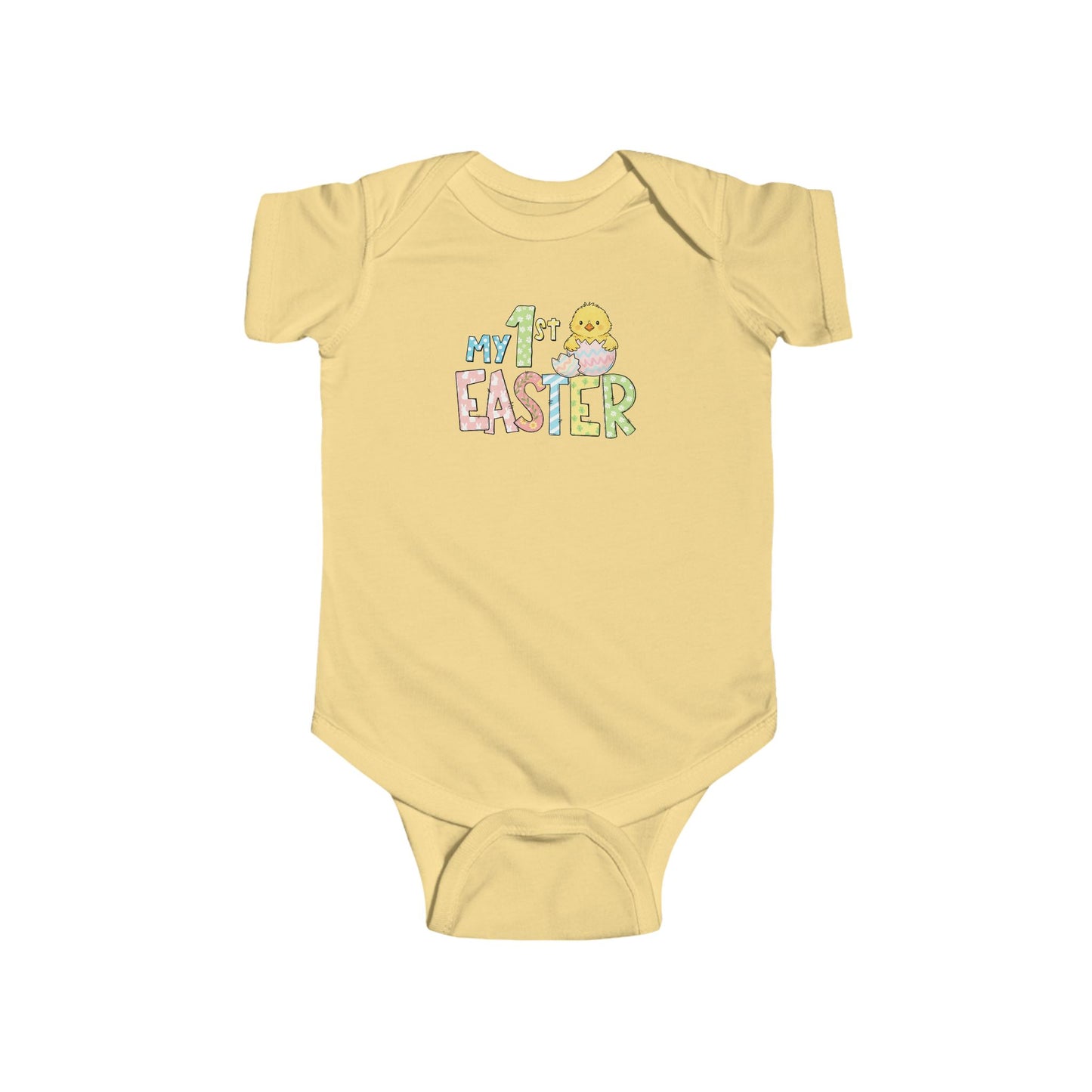 Infant Bodysuit - "My 1st Easter" Pastel Chick & Egg Baby Onesie
