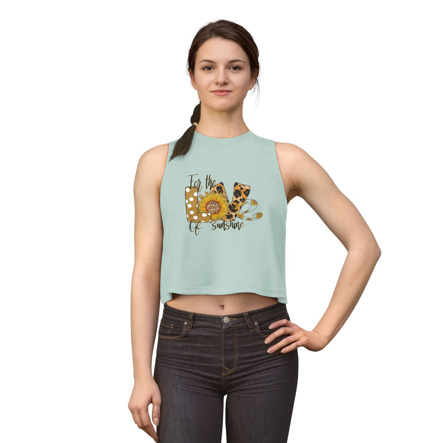 Crop Top — 'Love of Sunshine' Sunflower Leopard Graphic