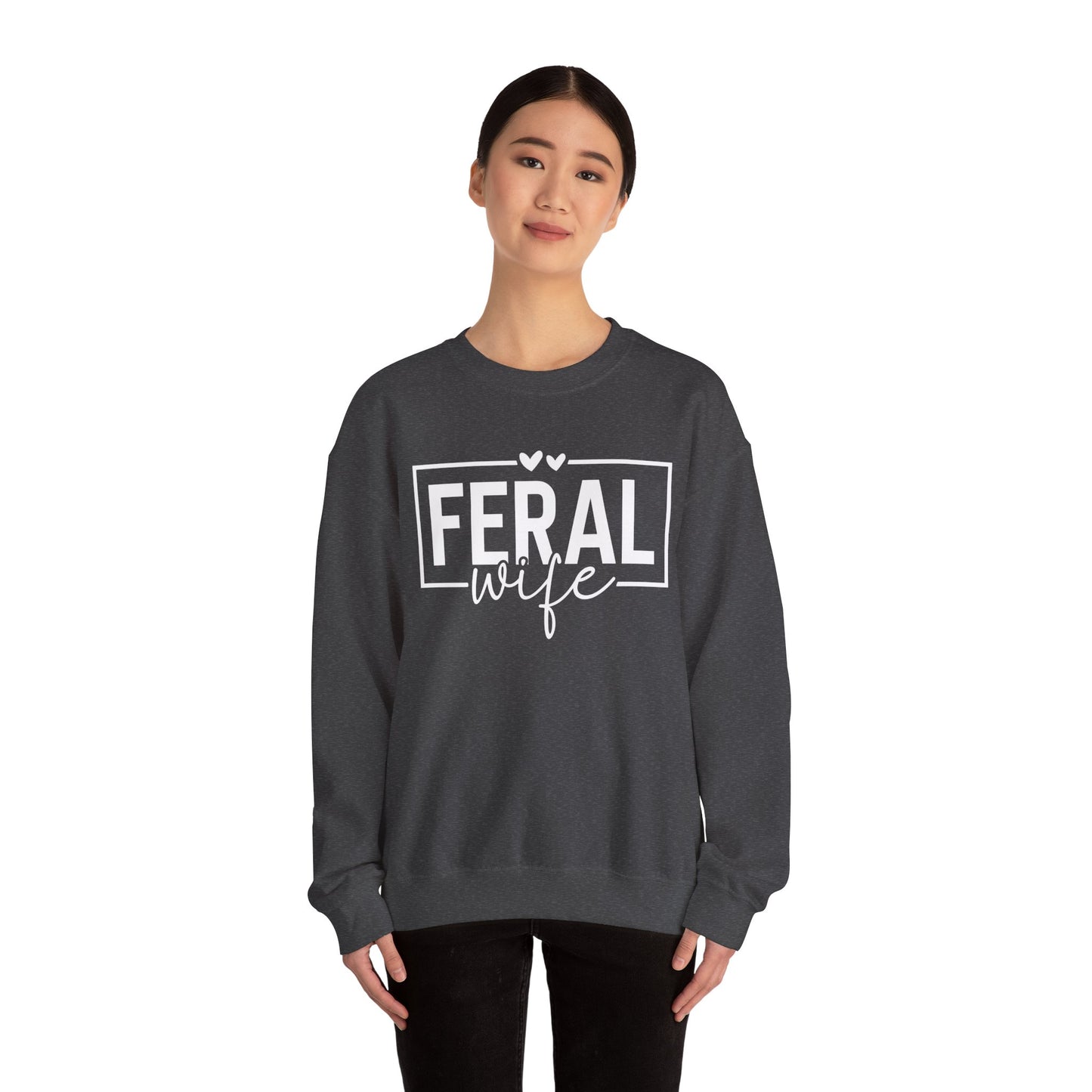 Crewneck Sweatshirt-Feral Wife — Minimal White Classic Crewneck