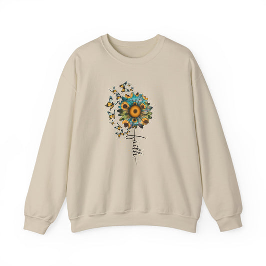 Sunflower & Butterflies Crewneck Sweatshirt – Faith Script Floral Design