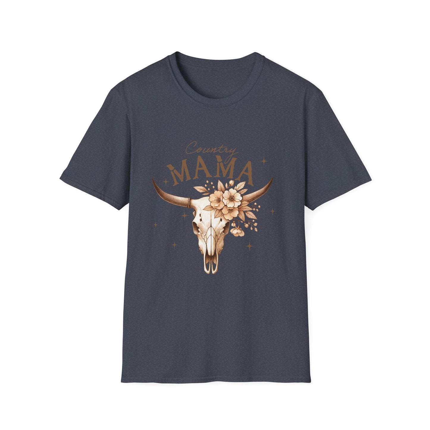 Country Mama T-Shirt — Western Longhorn Floral Graphic Tee for Moms