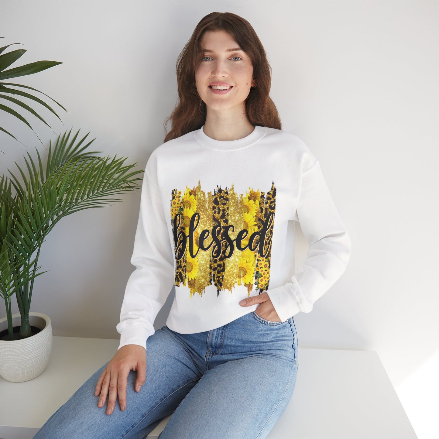 Blessed Leopard Sunflower Crewneck Sweatshirt
