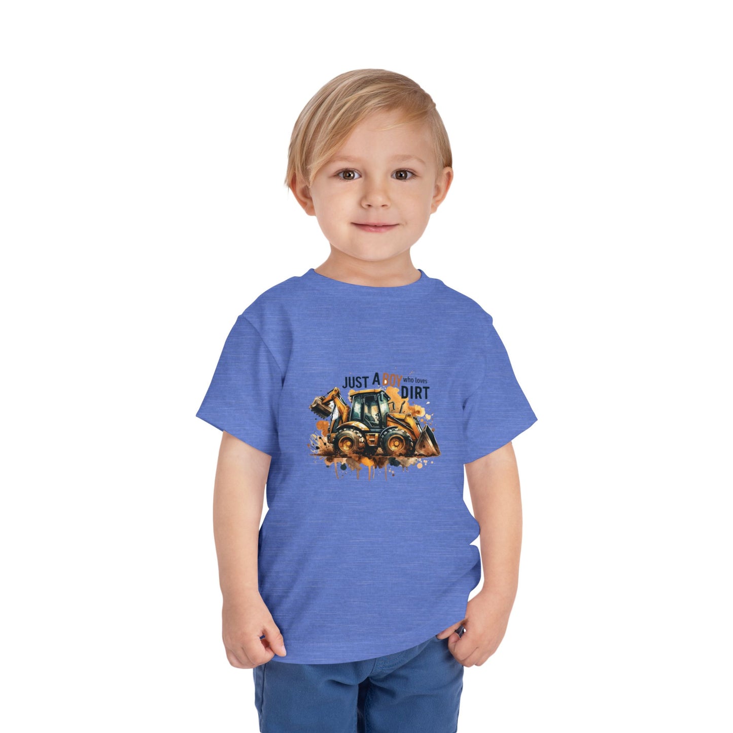 Toddler Bulldozer Tee — "Just a Boy Who Loves Dirt" Construction Shirt