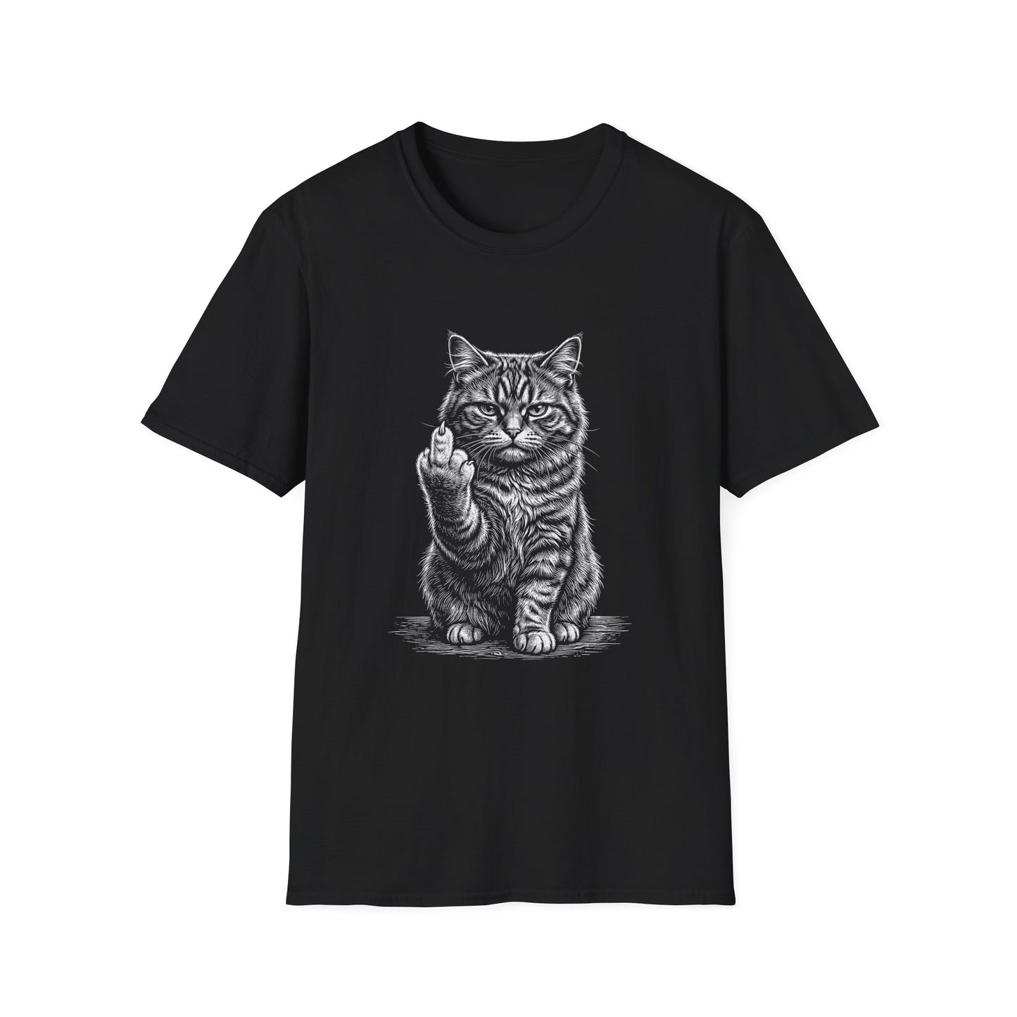 Cat Flips You Off T-Shirt – Funny Middle Finger Cat Graphic Tee